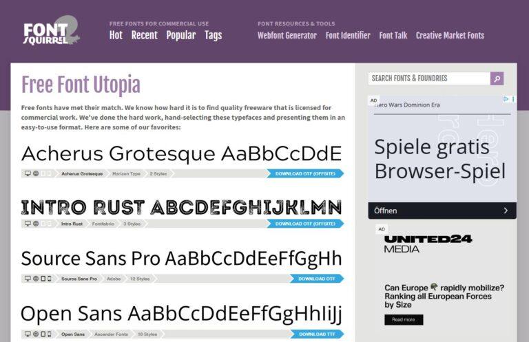 Where to Get Free Fonts (Legally!) for Your Blog, Brand, or Projects font squirrel