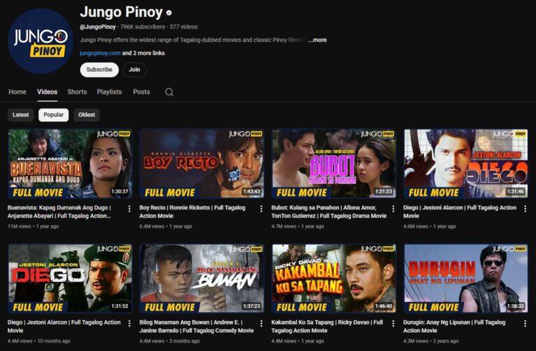 FREE Tagalog Movies: Legit Filipino Movies You Can Stream on YouTube Jungo Pinoy Youtube Channel