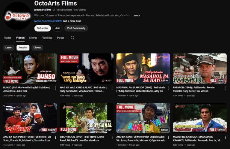 FREE Tagalog Movies: Legit Filipino Movies You Can Stream on YouTube OctoArts Films Youtube Channel