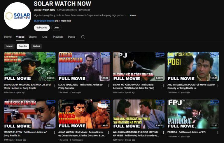 FREE Tagalog Movies: Legit Filipino Movies You Can Stream on YouTube Solar Watch Now Youtube Channel