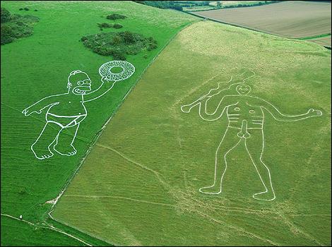 homer simpsons with the cerne giant