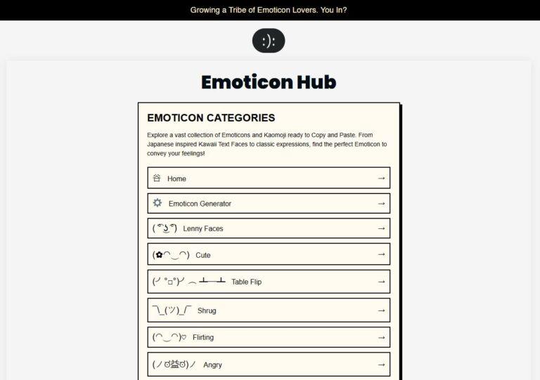 emoticon hub front page