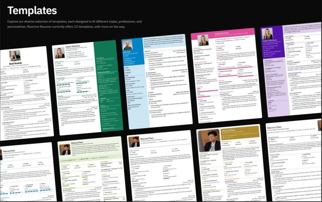 Reactive Resume templates